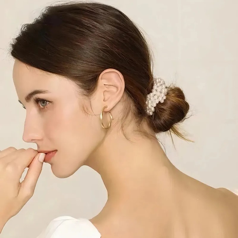 Scrunchies Elásticas Para El Cabello Perlas Niñas Mujer 6uds Juego