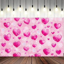 BlissYard Valentine's Day Backdrop Pink Heart Photo Backdrop Valentine's Day Banner 71x43 Inch 90s Backdrops for Photoshoot Birthday Mother's Day Photography Background Banner Photo Booth Studio Props