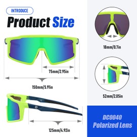 DUCO Cycling Sunglasses for Men Women Polarized Sports Sunglasses UV400 Baseball Sun glasses Anti Scratch Goggles DC0040 (Green Frame Green Lens)