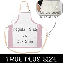 Urby Kitchen Cooking Aprons for Women with Pockets Plus Size, Ideal For XL XXL or Waist W38+. Extra Large and Long Also Fits Big and Tall Men, or Use As Full Coverage Apron. (Red White)