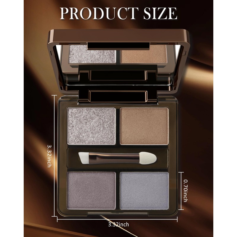 4 Colors Gold Nude Grey Blue Eyeshadow Powder Palette Makeup