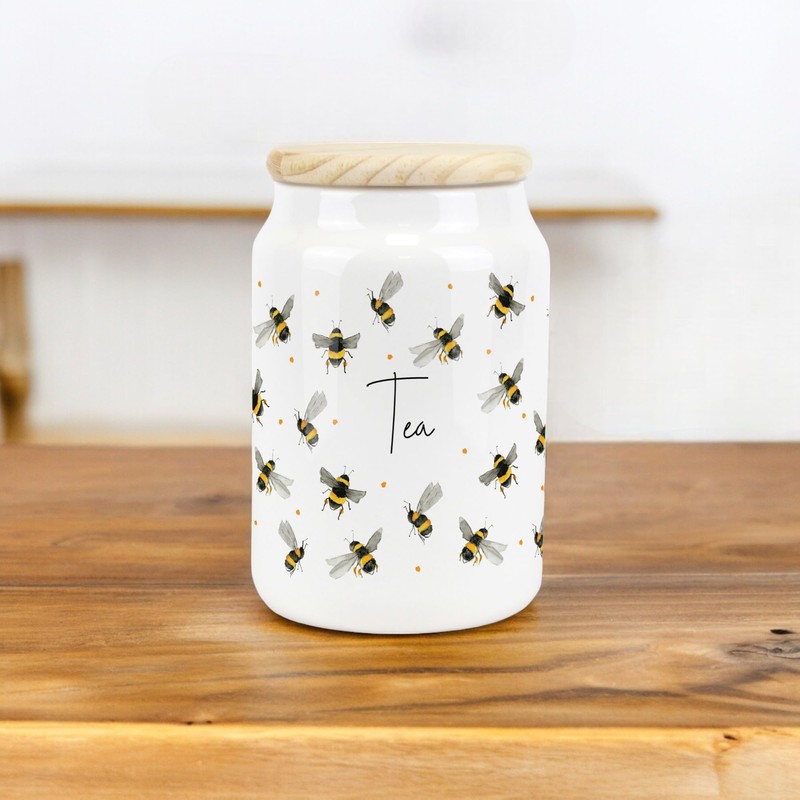 Purely Home Scattered Bees Ceramic Decaf Storage Canister - Bumblebee