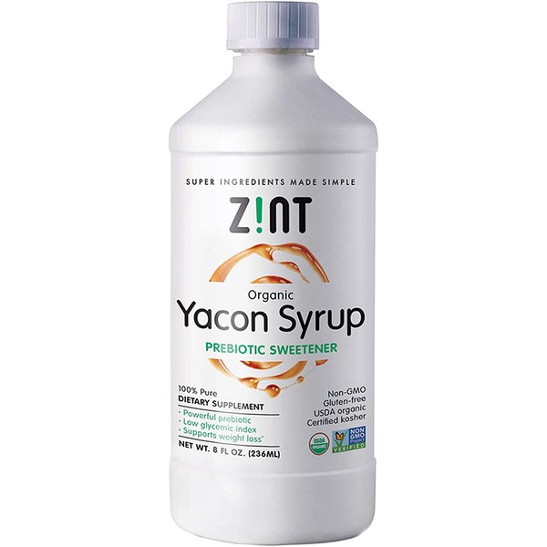 Organic Yacon Syrup - 100% Pure Paleo-Certified Prebiotic Fiber, Natural Sweetener, Non GMO, Pure Yacon Root Superfood - Natural Diet Aid (8 fl oz)