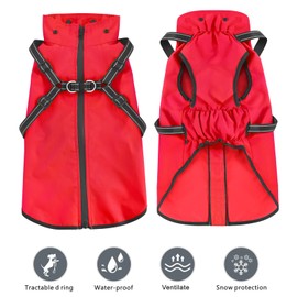 Mosucoirl Dog Raincoat Waterproof Dog Hoodie Reflective Dog Raincoat Hooded Adjustable Rain Jacket for Small Medium Large Dogs Puppies (Red, L)
