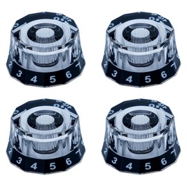 Gutahare 4pcs Transparent Guitar Knobs Clear Black Dodecagon Speed Control Volume Tone Knob for PRS SG Les Paul Eletric Guitar Accessories (Black)