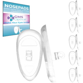 GMS Optical Silicone Tear Drop Screw-in Nose Pads for Glasses, Sunglasses, and Eyewear - 13mm (5 Pair)