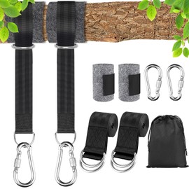 Set of 2 Swing Attachment Tree and Hammock Attachment 200 cm x 5 cm Holds 1000 kg, for Hanging Chair Swing Hanging, Includes 2 Carabiners, D-Rings, with Tree Protection Padding, Storage Bag