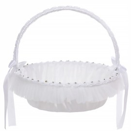 STOBAZA Wedding Flower Girl Basket, Fariy Wedding Baskets for Flower Girls, Flower Girl Basket with Handle Petal Basket for Wedding Home Decoration