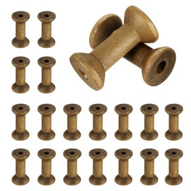 sourcing map 20 Pcs Wooden Spool for Craft, 1.6"/40 mm Wooden Empty Spools Unfinished Wooden Ribbon Spools for Art, Thread Twine Ribbon, DIY Crafts Home Decor (Brown)