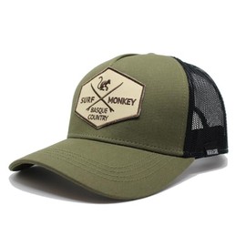 Surf Monkey | Origins Baseball Adjustable Trucker Cap - Organic Cotton - One Size, Olive / Black, One size