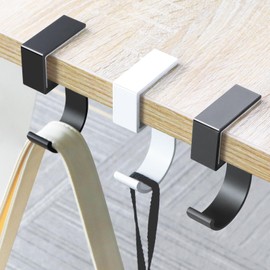 DRERIO Table Hooks, 3-Pack, Table Hooks, 5 Types, Anti-Slip, High-Strength Alloy Material, Hooks for Hanging Items, Desktop, Shelf, Table, Bag (3 Colors: Black/White/Gray), Weight Capacity 20 kg