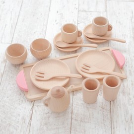 Wooden Toy Daiwa Mini Dinnerware Set (Pink) Wooden Toys Tea Set Tea Party Wooden Tableware Wooden Tableware Set Play Kitchen Play Set