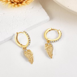 Angel Wings Earrings S925 Sterling Silver Angel Wings Dangle Hoop Earrings Wings Jewellery Gifts for Women Gold, Silver