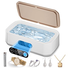 WINTERCRUSH Jewelry Cleaner Deep Cleaning Machine -50KHz Ultrasonic Retainer Cleaner for Tooth- 650ML Dental Cleaning Pod for Dentures/Mouth Guards/Eyeglasses-3 Timers