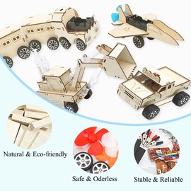 4 in 1 STEM Toys-Science Kits for Kids Age 8-12, Wooden Puzzles Toys for Ages 8-13 Boys, Aducational Building Toys 3D Puzzles Crafts for Kids (Vehicle_2)