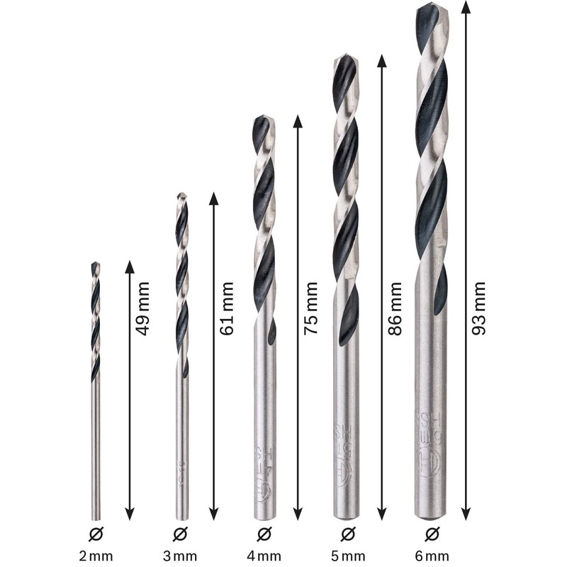 Bosch 5-Piece HSS Twist Drill Bit Metal and Wood Set
