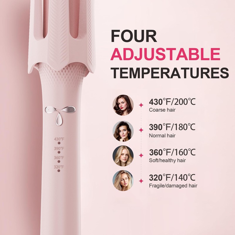Auto Rotating Hair Curler - 4 Temperature and Timer Settings,