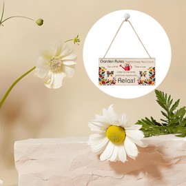 DWUENT Wooden Garden Plaques for Outside - 20x10cm Memorial Plaque with Cord, Simple Design Garden Decorations & Gifts for Gardeners, Weather-Resistant Wooden Gardening Gifts for Women Men (Wood Color