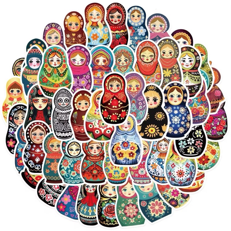 Russia 20 Random Russian Nesting Doll Stickers Decals Laptop Hydro