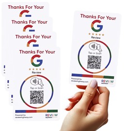 Google Review Tap Card (5-Pack) - Credit Card Sized - Custom NFC Card with QR – Boost Business Review Card - For Restaurants, Hotels, or any Business - Reusable - Powered by Review Highway