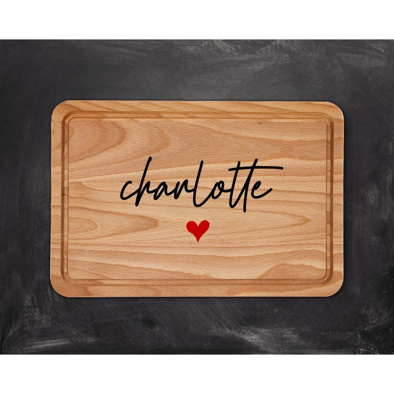 Custom Name Red Heart Wooden Chopping Board - Home &