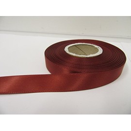 1 Roll of 15mm x 25 metres Satin Ribbon Rust Dark Brown Double Sided 15 mm 1.5cm