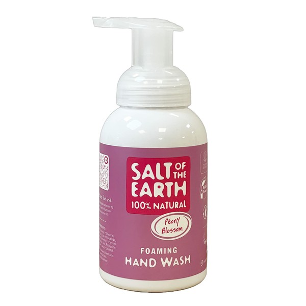 100% Natural Foaming Hand Wash by Salt Of the Earth, Peony Blossom - Vegan, Instant Foaming, Refillable, Leaping Bunny Approved, Made in the UK - 250 ml