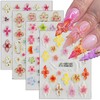 5D Embossed Flower Nail Art Stickers Hibiscus Nail Stickers Pink