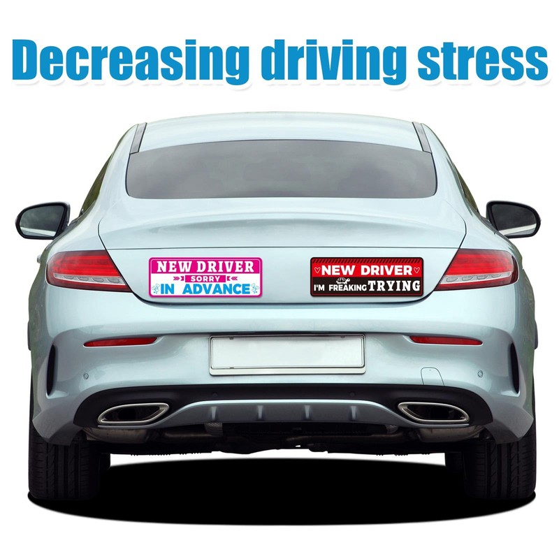 4pcs New Driver Magnet, 9.06x3.15 Inch Reflective Magnetic Novice Driver