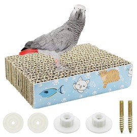 Allazone Bird Perch Stand, Parrot Toys Parrot Chew Toys, Parrot Cardboard Bird Chew Toys Shredder Foraging Toys for Parakeet Parrot, Cockatiel, Conure, Lovebirds, S