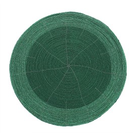 Peggy Wilkins Bliss Beaded Christmas Round Place Table Mat 12" - Green