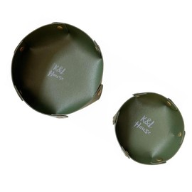 K&L House 2 Sizes PU Leather Tray Set, Valet Tray, Jewelry Storage Tray, Leather Catchall Tray, Desktop Organizer Tray for Keys (dark green)