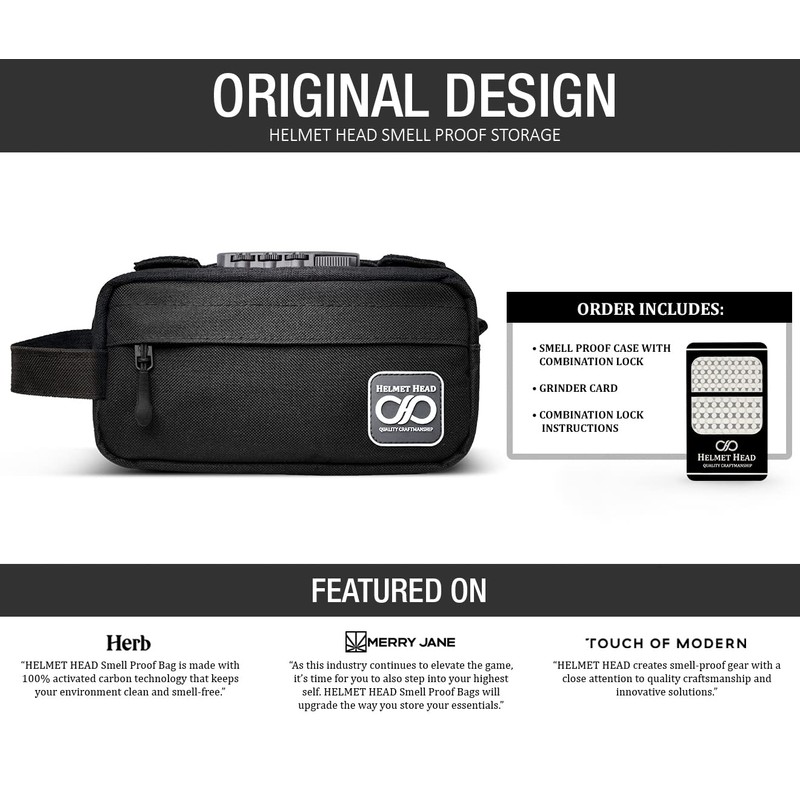 HELMET HEAD Smell Proof Bag, Water Repellent Stash Box, Compact
