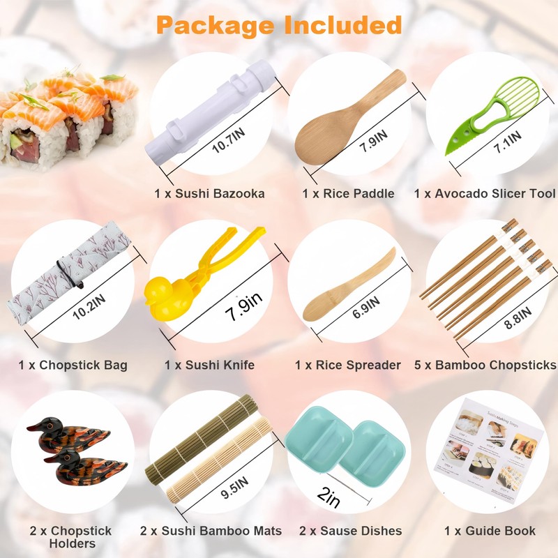 FeBohao Sushi Making Kit 23 Piece DIY Sushi Maker Tools