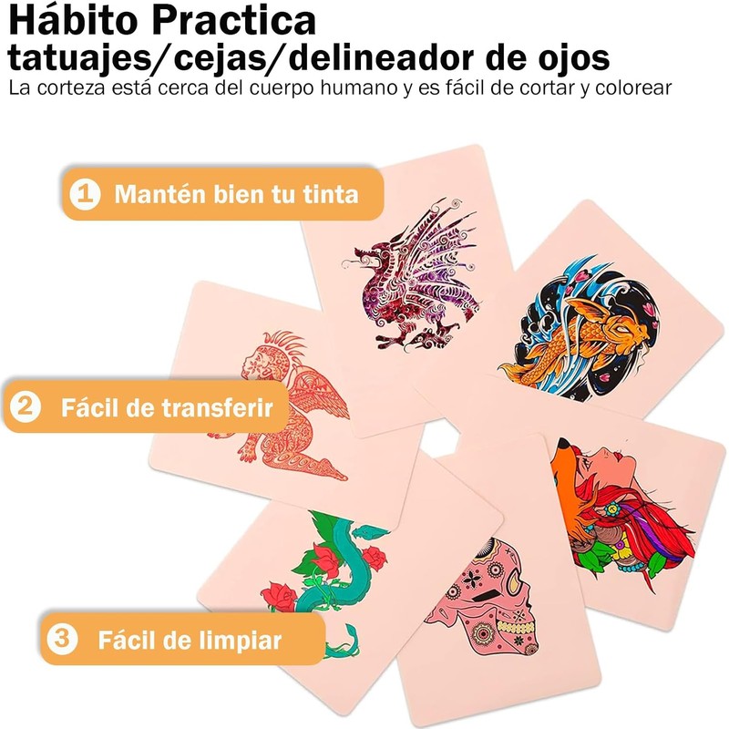 20 Piezas de Piel de Práctica de Tatuaje en Blanco,5.63X7.4