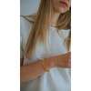 Aobei Pearl Thin Open Cuff Bracelet for Women 18K Gold