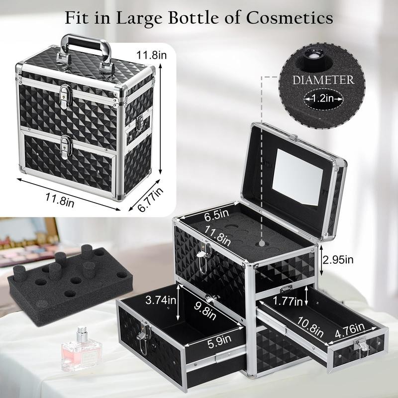 Joligrace Extra Large Makeup Train Case Nail Polish with Drawer
