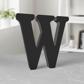 Aruatu 8 Inch Black Wood Letters Unfinished Wood Letter for Wall Decor Decorative Standing Letter Large Letters for Wall Decoration for Craft Home Party Projects (W)