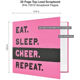 MCS, Pink MBI 13.5x12.5 Inch Cheer Sports Scrapbook Album with 12x12 Inch Pages (860170)