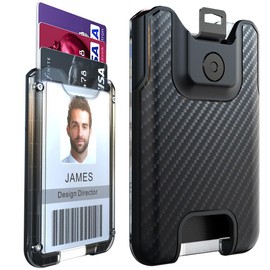 LIUGX Badge Holder, No-Clip Version, ID Card Holder, Durable Polycarbonate (Holds 6 Cards), for Office, Laborer, Police, Work, Black