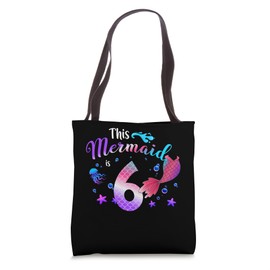 6th B-Day Mermaid Girl Tail Swim Birthday 6 Year Old Funny Tote Bag