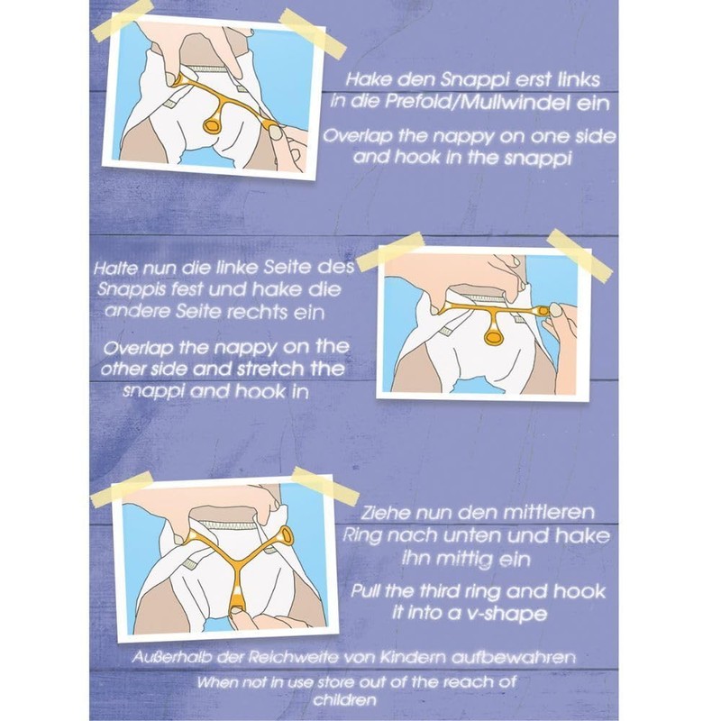 Snappi Nappy Clip for Muslin Nappies, Cloth Nappies, Pack of