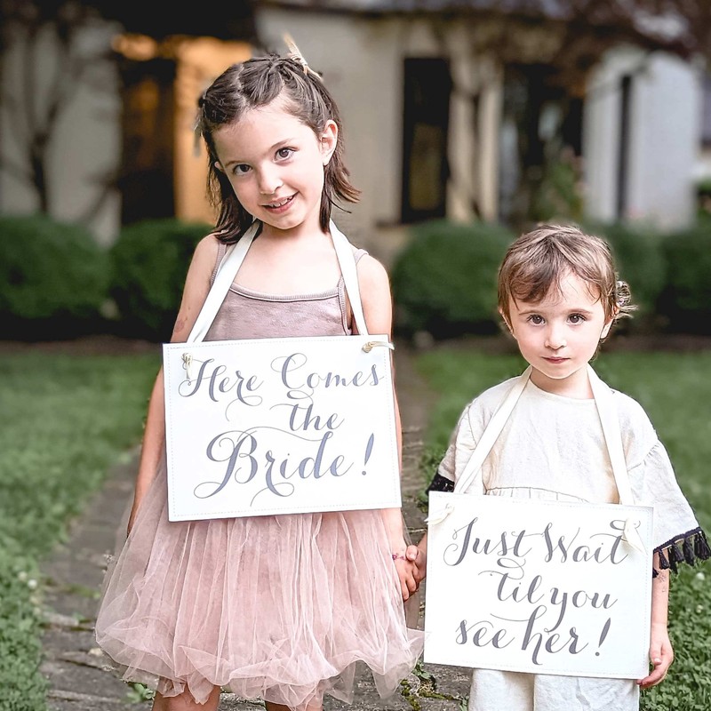 Set of 2 Ring Bearer & Flower Girl Wedding Signs
