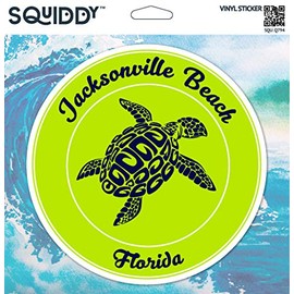 Squiddy Jacksonville Beach Florida Turtle Beach - Vinyl Sticker Decal for Phone, Laptop, Water Bottle (2.5" high)