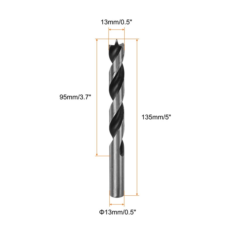 sourcing map Brad Point Drill Bits 13mm(33/64") Dia Straight Round