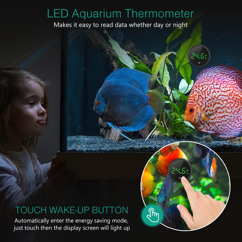 ORIA Aquarium Thermometer, LED Digital Temperature Meter Aquarium (Degrees Celsius),
