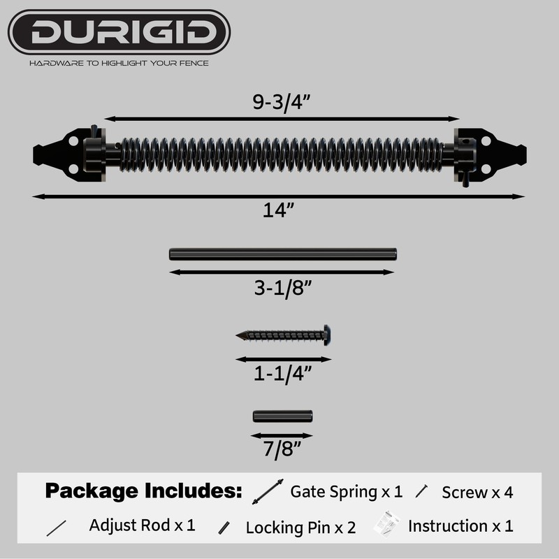 DURIGID 14" Gate Springs Self Closing Outdoor, Gate Spring Self