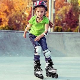 ECOO Adjustable Inline Skates Boys and Girls with Light up Wheels，Roller Skates for Kids Ages 4-12, Teen Skates for Beginner Outdoor and Indoor (White, XLarge-Youth & Adult（6-9 US）)