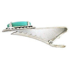 2 INCH 18x13 OVAL BLUE TURQUOISE CABOCHON CAB SPRING CLIP TIE BAR ES7715/6624