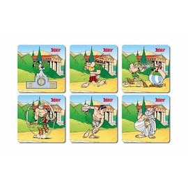 SD Toys Asterix Olympic Games Coasters, Cork, Multicoloured, 3 x 9 x 9 cm, Pack of 6